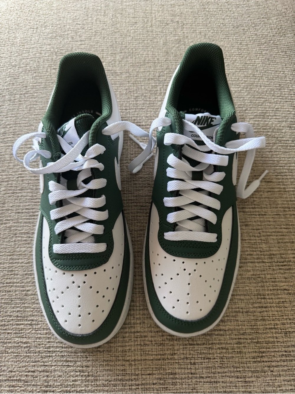 NWT Nike Women’s Court Vision White and Green Low-Top Sneakers
